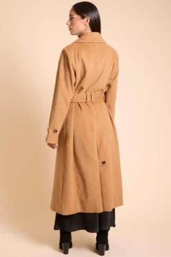 Manteau Croisé Ceinturé À Double Boutonnage Aspect Laine