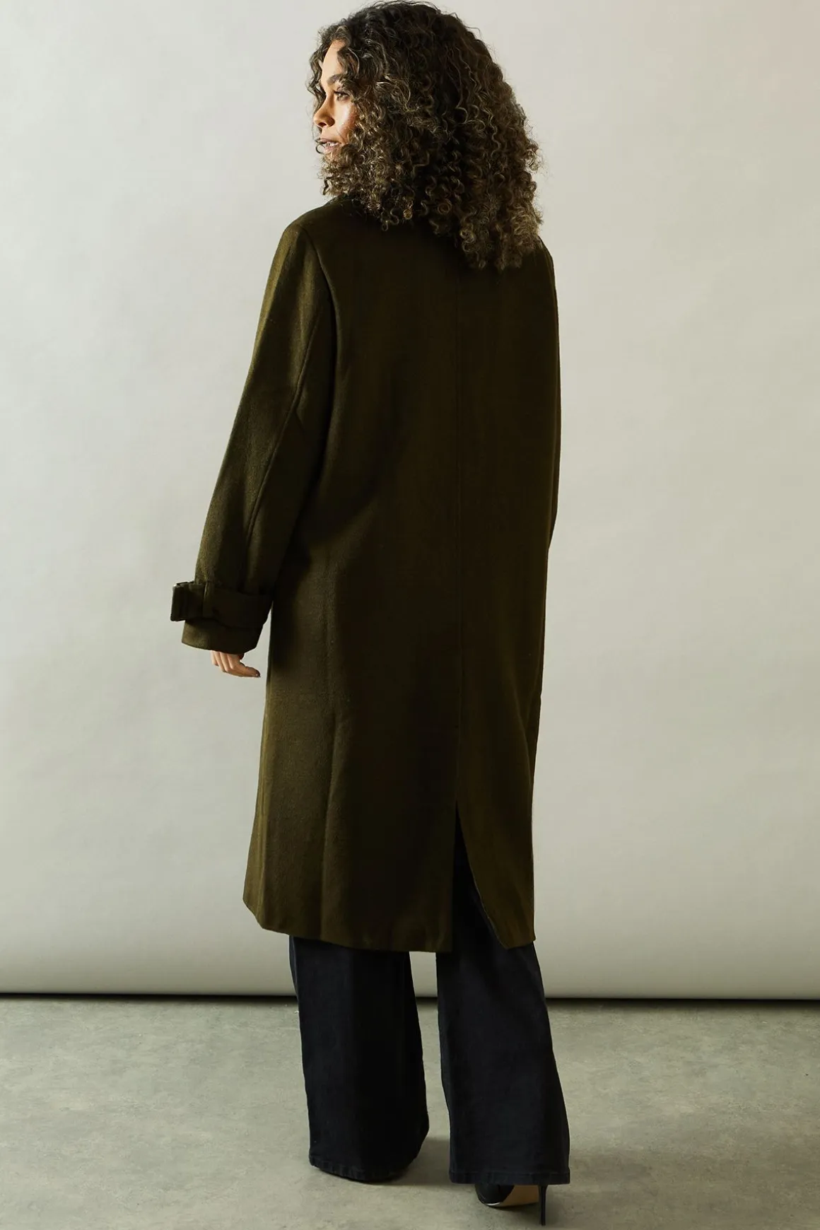 Manteau Croisé à Détails de Boucles