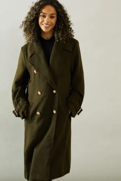 Manteau Croisé à Détails de Boucles
