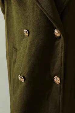 Manteau Croisé à Détails de Boucles