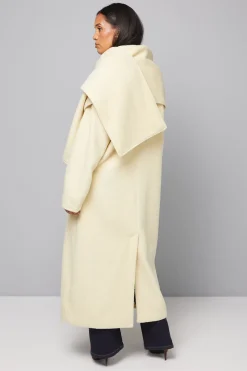 Manteau Croisé en Sergé avec Détail Écharpe