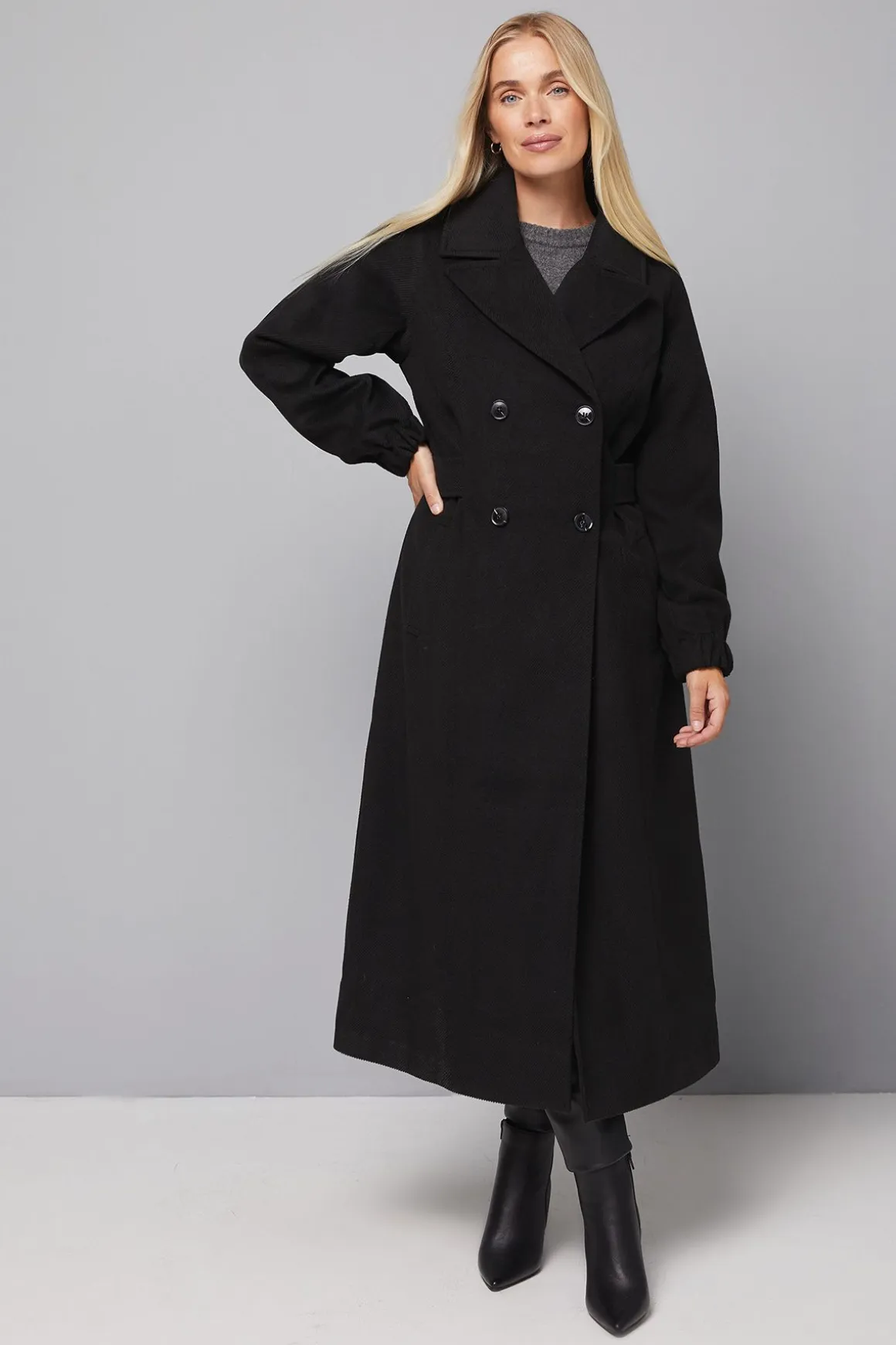 Manteau Croisé à Manches Bouffantes Petite Taille