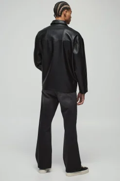 boohooMAN Manteau de voiture à col en synthétique avec fermeture éclair oversize<Homme Manteaux Et Vestes