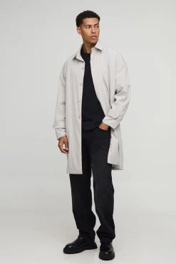 boohooMAN Manteau de voiture en nylon à coupe ample et à simple boutonnage<Homme Manteaux Et Vestes