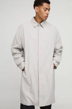 boohooMAN Manteau de voiture en nylon à coupe ample et à simple boutonnage<Homme Manteaux Et Vestes