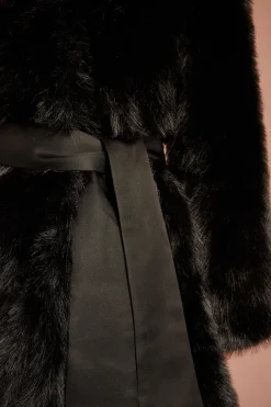 Manteau D'occasion En Synthétique Avec Ceinture En Satin À La Taille