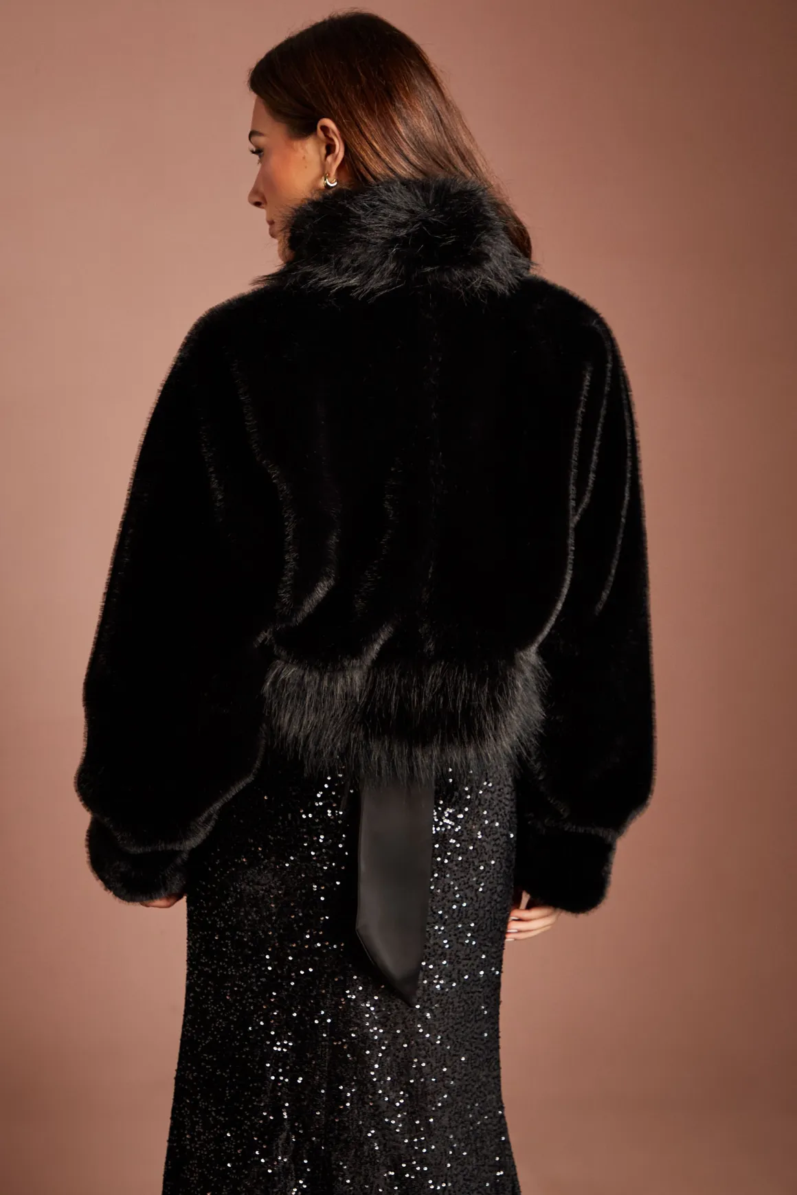 Manteau D'occasion Long À Col En Synthétique Effet Spectaculaire