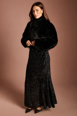 Manteau D'occasion Long À Col En Synthétique Effet Spectaculaire