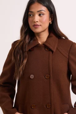 Dorothy Perkins Manteau Dolly Court en Fausse Laine Petite Taille<Femme Looks Chocolat|Manteaux Et Vestes D’Automne