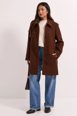 Dorothy Perkins Manteau Dolly Court en Fausse Laine Petite Taille<Femme Looks Chocolat|Manteaux Et Vestes D’Automne