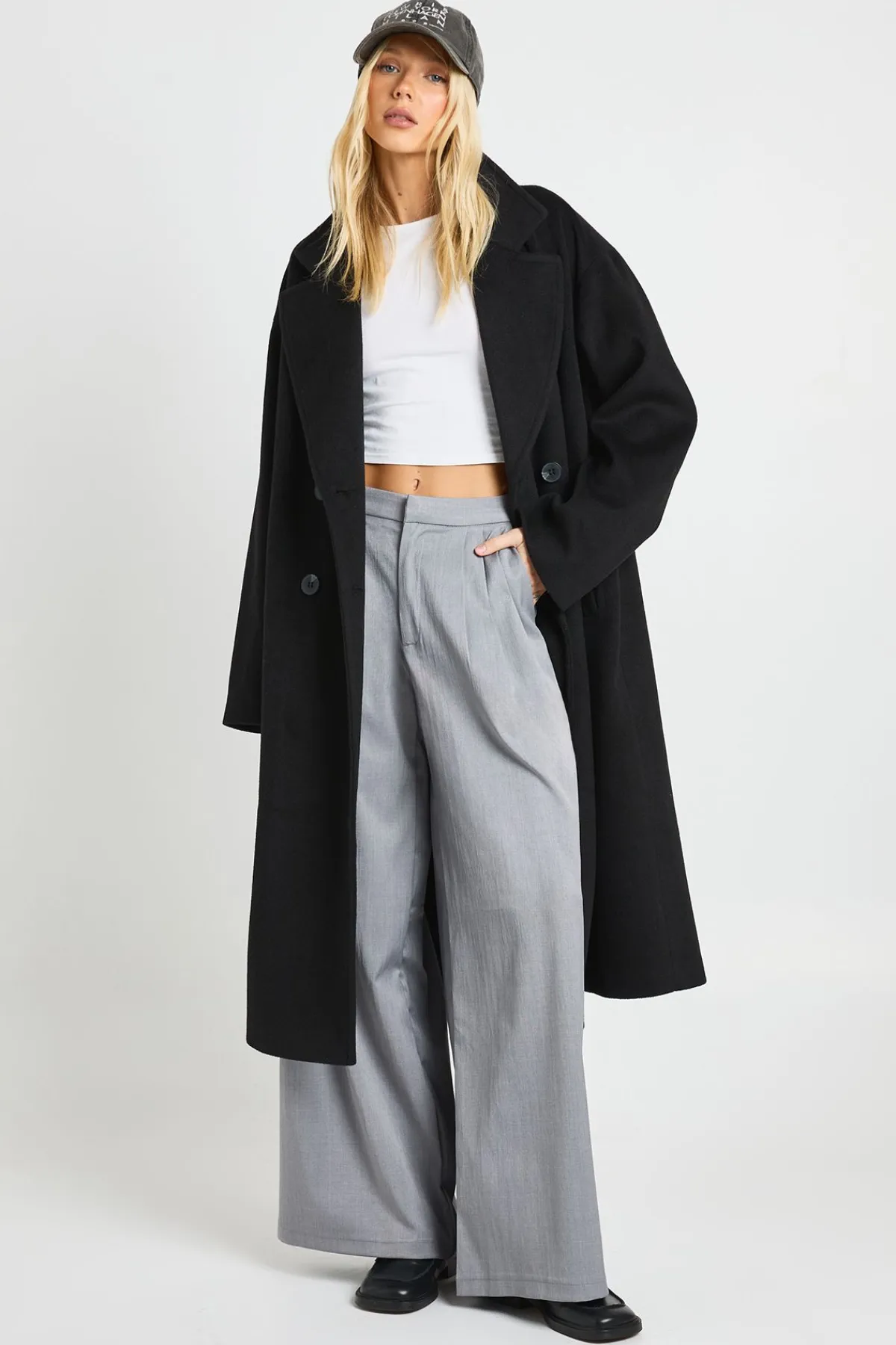boohoo Manteau à double boutonnage look laine<Femme Manteaux Et Vestes D’Automne|Vestes & Manteaux