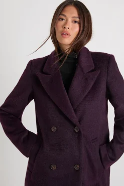 Manteau à double boutonnage style laine