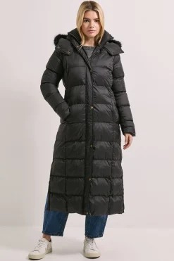 Manteau Doudoune Long avec Bordure en Fourrure