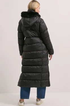 Manteau Doudoune Long avec Bordure en Fourrure