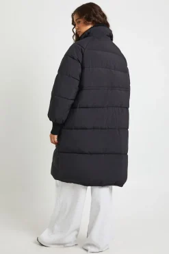 boohoo Manteau doudoune long à détails côtelés<Femme Doudounes|Vestes & Manteaux