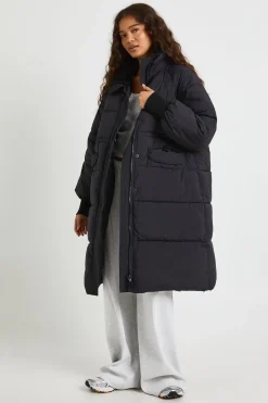 boohoo Manteau doudoune long à détails côtelés<Femme Doudounes|Vestes & Manteaux