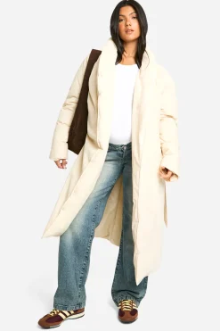 Manteau doudoune matelassé de maternité ceinturé