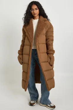 boohoo Manteau doudoune orné de détails teddy avec mitaines assorties<Femme Doudounes|Vestes & Manteaux