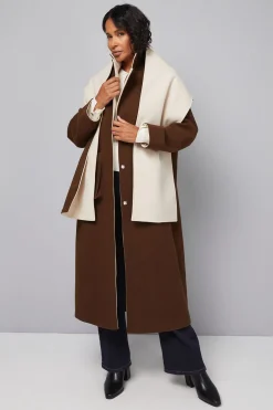 Manteau à Détail Écharpe Double Face