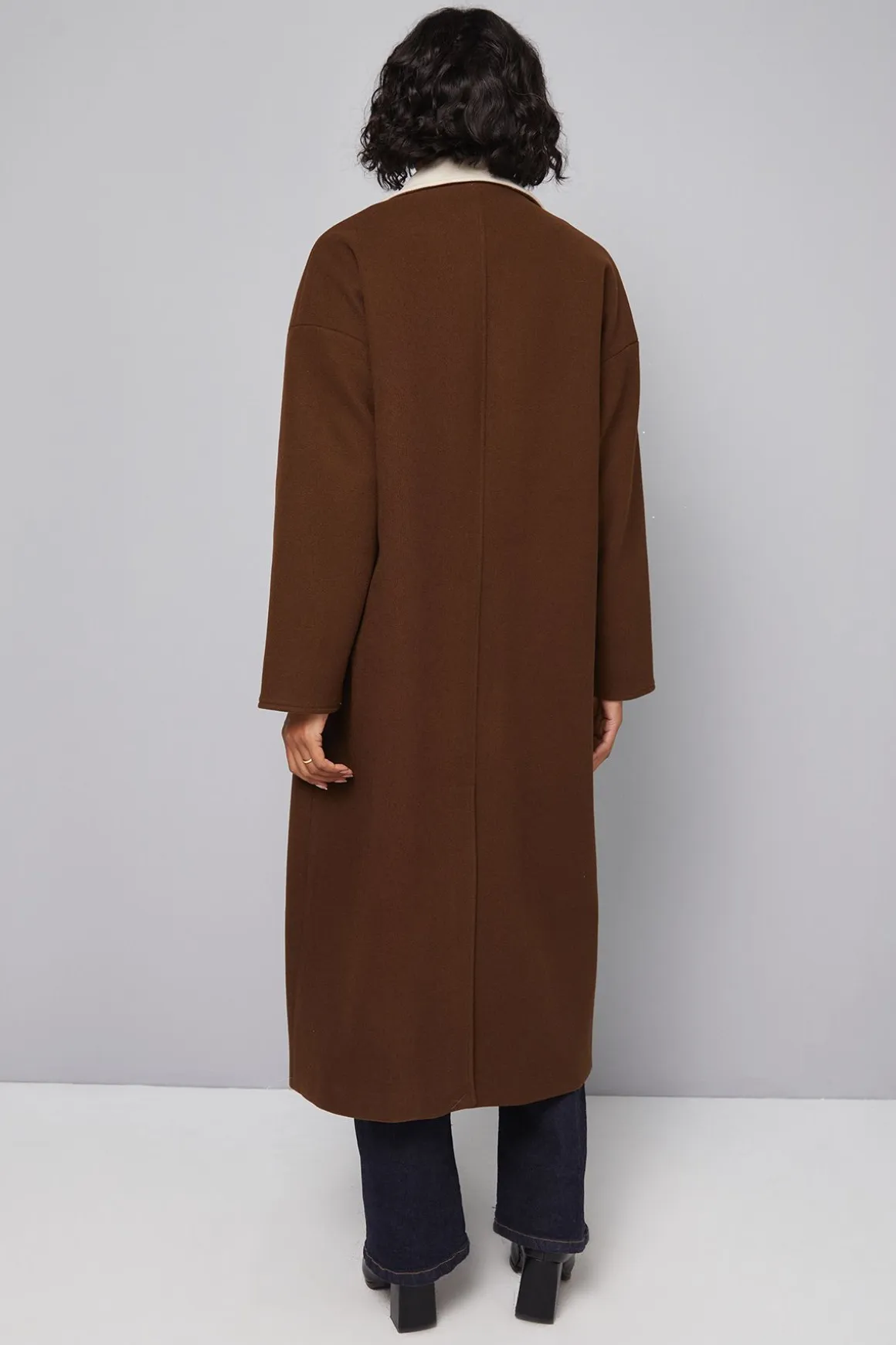 Manteau à Détail Écharpe Double Face