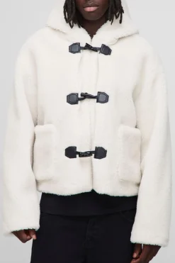 boohooMAN Manteau duffle à bouton-pression en synthétique, coupe décontractée<Homme Manteaux Et Vestes