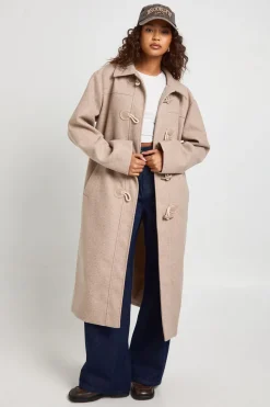 Manteau duffle maxi à détails à bouton-pression