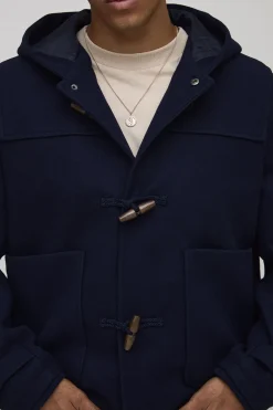 Manteau duffle oversize à coupe carrée en melton, à capuche avec boutons toggle