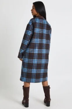 Manteau 2 en 1 à effet laine et à carreaux style écharpe