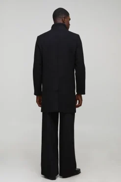 boohooMAN Manteau en imitation laine à col cheminée en<Homme Manteaux Et Vestes