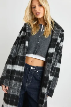 Manteau en laine à carreaux oversize