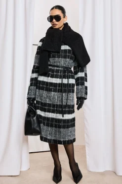 Manteau en laine à carreaux oversize