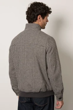 Manteau En Laine À Col Cheminée Motif Pied-de-poule