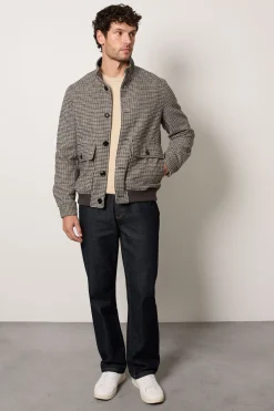 Manteau En Laine À Col Cheminée Motif Pied-de-poule