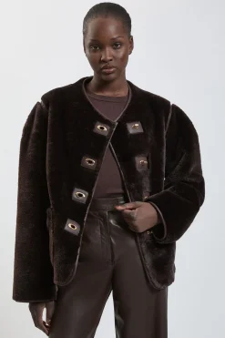 KarenMillen Manteau En Synthétique À Fermetures Tournantes<Femme Manteaux Et Vestes D’Automne|Vestes & Manteaux