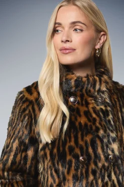 Manteau en synthétique Léopard Petite Taille