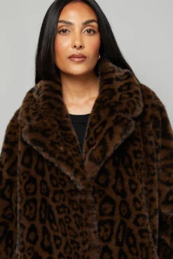Manteau en synthétique Léopard Petite Taille