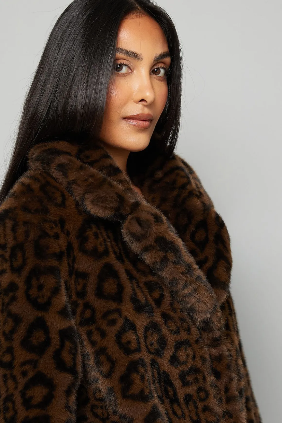 Manteau en synthétique Léopard Petite Taille