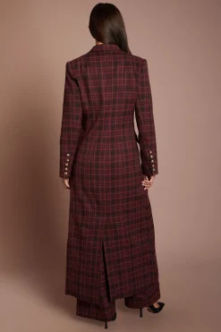 Manteau Formel À Carreaux Double Boutonnage