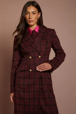 Manteau Formel À Carreaux Double Boutonnage