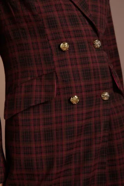 Manteau Formel À Carreaux Double Boutonnage