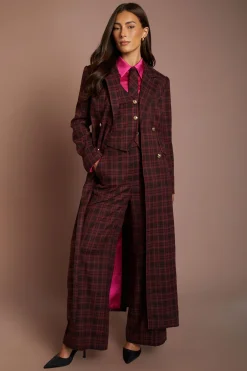 Manteau Formel À Carreaux Double Boutonnage