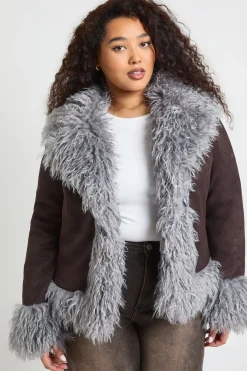 Manteau à garniture synthétique au style suédé