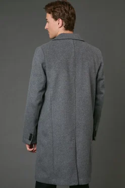 Manteau Gris Moyen Signature 3 Boutons Mélange Laine Epsom