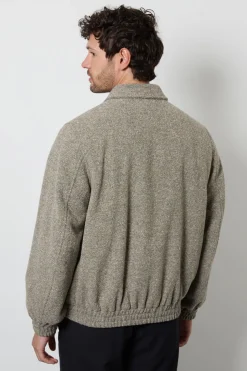 Manteau Harrington En Laine Riche Texture Flocons D'avoine