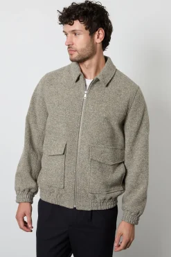 Manteau Harrington En Laine Riche Texture Flocons D'avoine