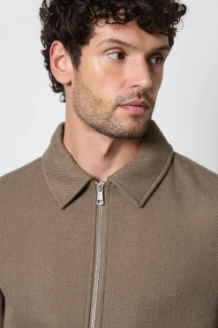 Burton Manteau Harrington En Mélange De Laine Sergé Taupe<Homme Manteaux Et Vestes