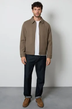 Burton Manteau Harrington En Mélange De Laine Sergé Taupe<Homme Manteaux Et Vestes