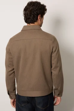 Burton Manteau Harrington En Mélange De Laine Sergé Taupe<Homme Manteaux Et Vestes