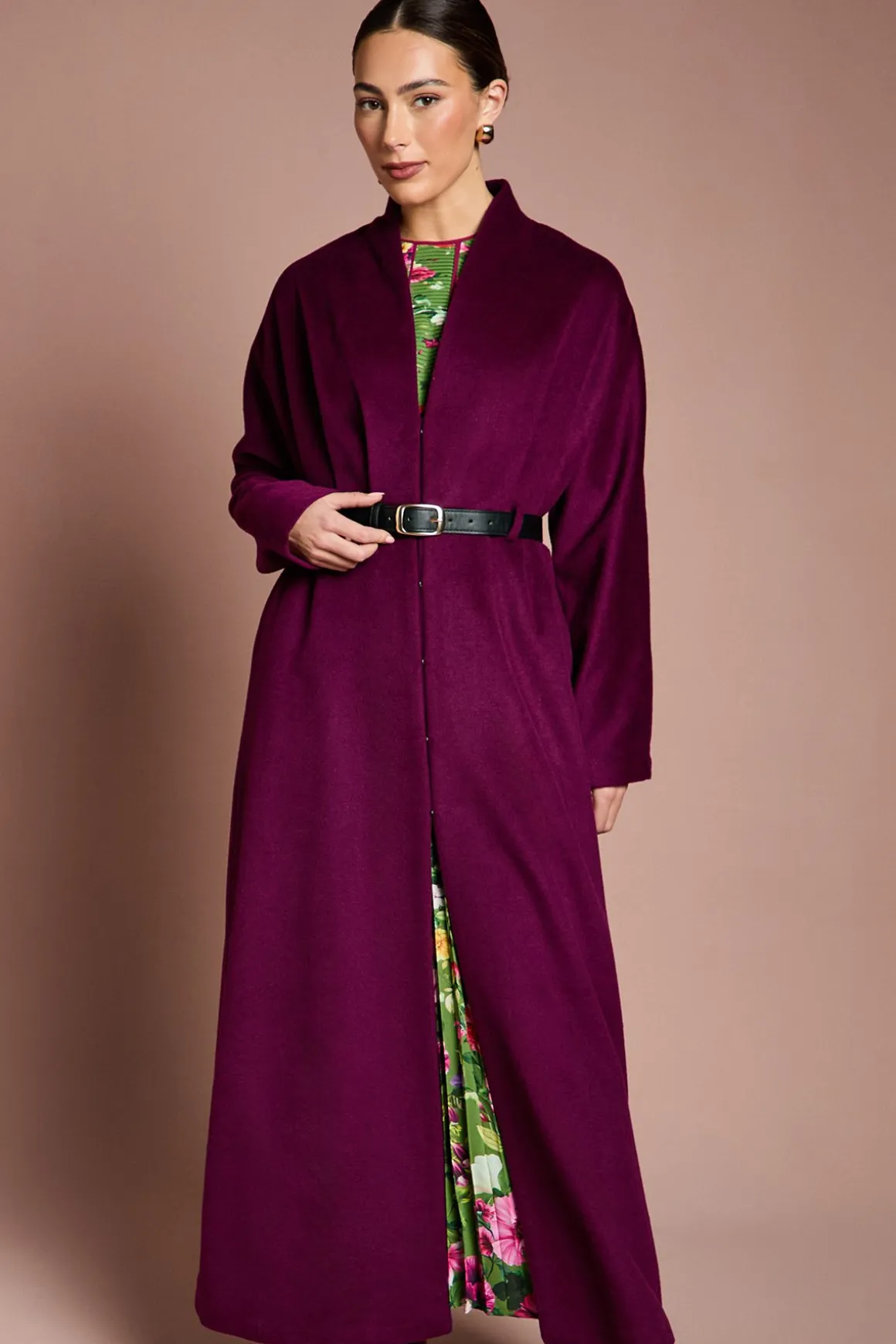 Manteau Lisa Tan d'Occasion à Ceinture avec Détail Jupe