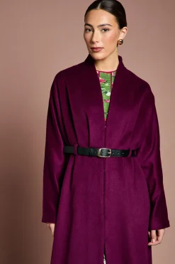 Manteau Lisa Tan d'Occasion à Ceinture avec Détail Jupe